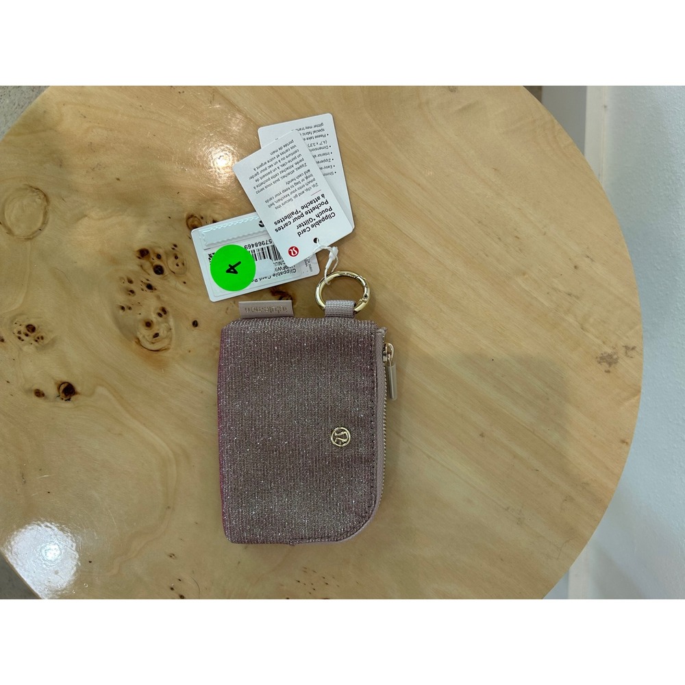 Lululemon Clippable Card Pouch Glitter Pink Peony Multi NWT